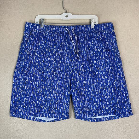 Peter Millar Swim Trunk Mens XL Blue Seaside Bottleneck Lined Elastic Waist - Picture 1 of 12